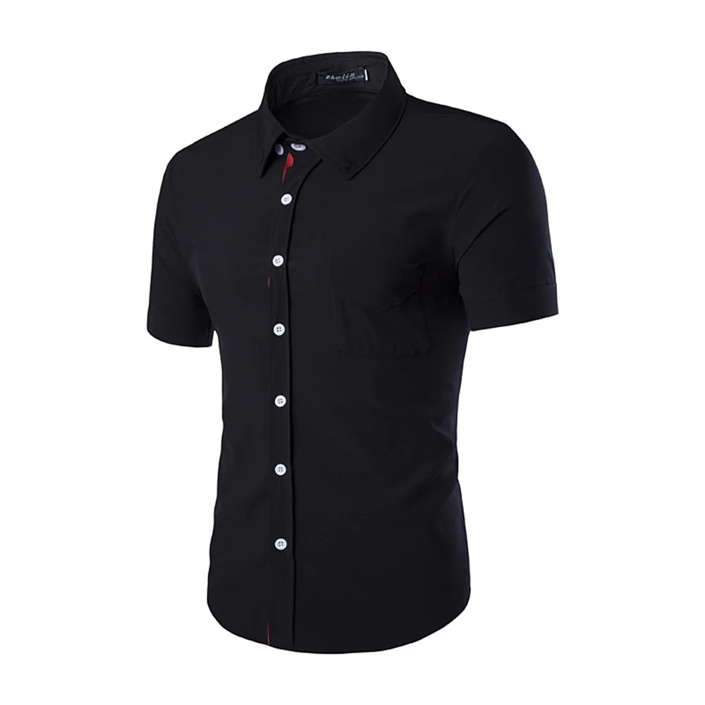 Black short sleeve button up dress shirt mens