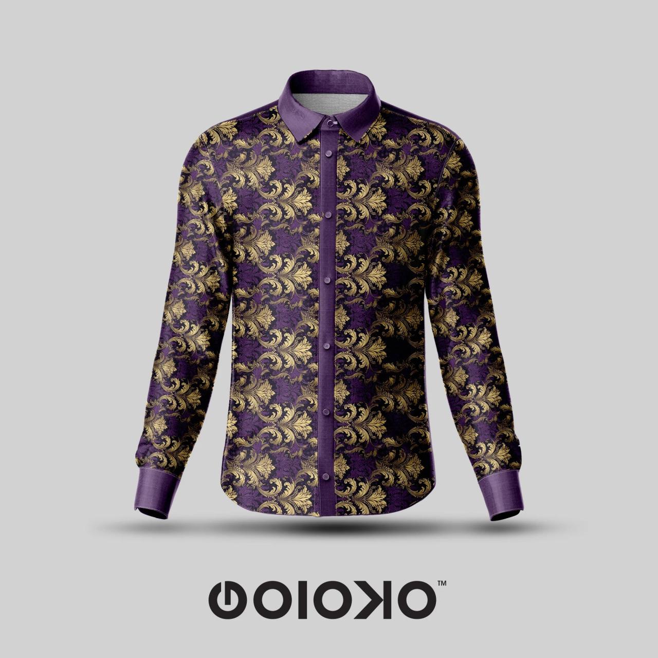 Men's purple floral dress shirt