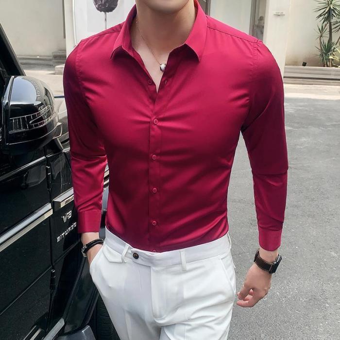 Men's white and red dress shirt