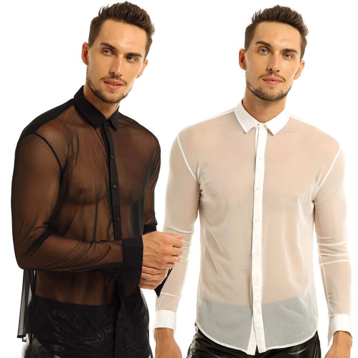 See through mens dress shirt